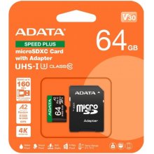 Mälukaart ADATA microSD Speed Plus card 64GB...