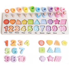 IWood Wooden puzzle 3in1 Numbers shapes
