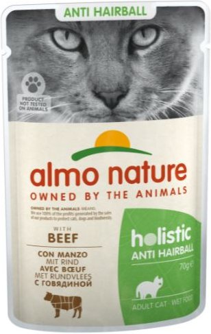 Almo nature Hairball wet food for adult cats beef 70g