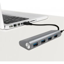 Logilink USB 3.0 HUB 4-port, Aluminium grau