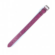 LINO leather dog collar, S, pink, with...