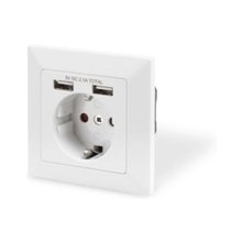 DIGITUS SOCKET WITH 2X USB PORTS SAFETY WALL...