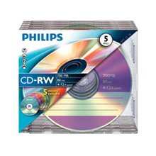 Диски Philips 1x5 CD-RW 80Min 700MB 4-12x SL...