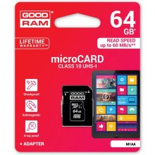 Флешка GOODRAM 64GB MICRO CARD cl 10 UHS I +...