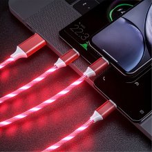 Platinet cable USB - Lightning LED 1m, red...