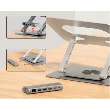 UNITEK Adjustable laptop stand + USB-C HDMI...