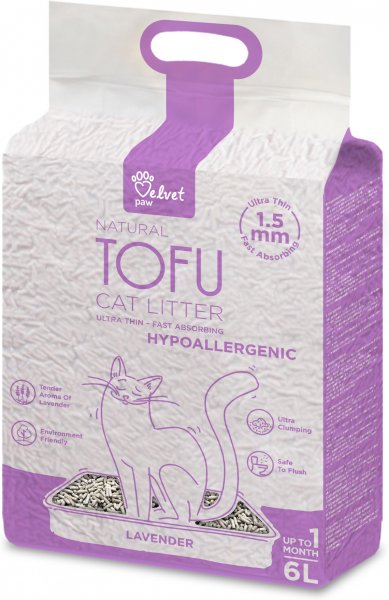 VELVET PAW Tofu Hypoallergenic Lavender Cat Litter 1.5mm Kibbles TOF46900 Pets24.ee