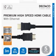 Deltaco HDMI cable Premium High Speed, 4K...