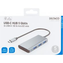 DELTACO Концентратор USB-C, USB-C 3.1 Gen 1...