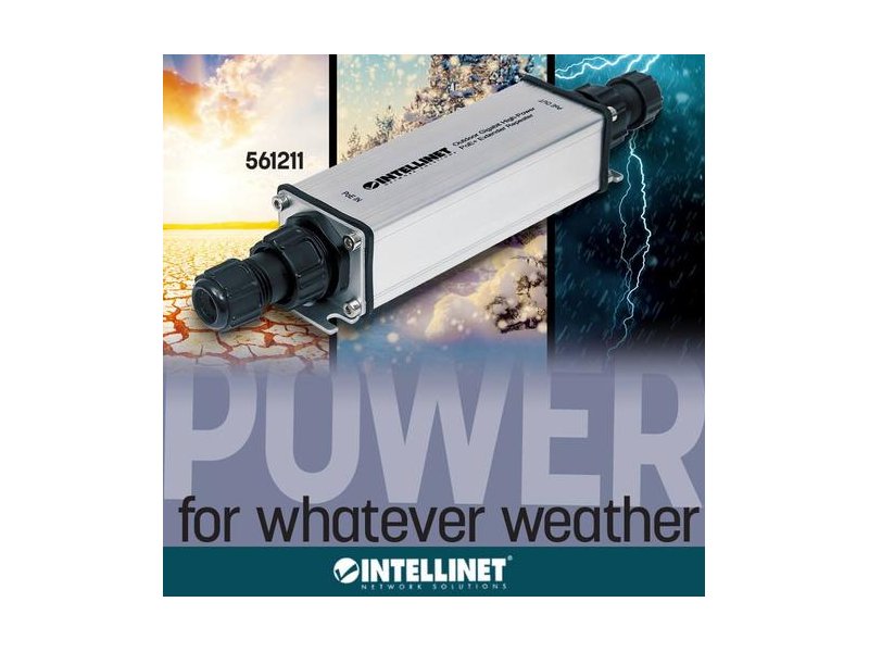 Intellinet Outdoor Gigabit High-Power PoE+ Extender Repeater, IEEE  802.3at/af Power over Ethernet (PoE+/PoE), Extends Range up to 100m, Metal,  IP65 561211
