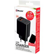 Msonic NETWORK CHARGER USB+USB-C 20W QC3.0...