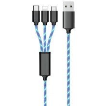 2GO 3in1 USB LED Kabel blau Micro-USB...