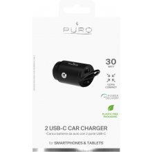 Puro Car charger Mini 2xUSB-C 30W, Black