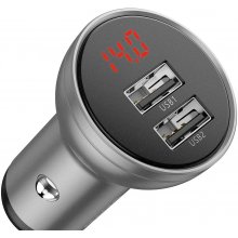 BASEUS car charger with display, 2x USB...