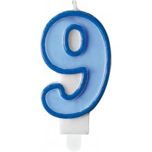 PartyDeco Birthday candle, number 9, blue, 7...
