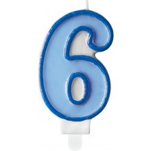 PartyDeco Birthday candle, number 6, blue, 7...