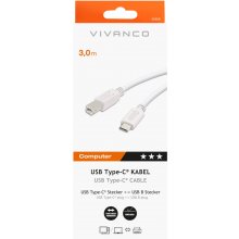 Vivanco kaabel USB-C - USB-B 3m, valge...