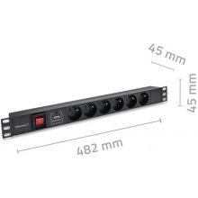 QOLTEC Powerstrip for RACK 19 1U, 16A, PDU...