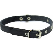 HIPPIE PET Collar leather 1.6x40cm, black