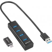 SHARKOON 4-Port USB 3.2 Gen 1 Aluminum Hub...