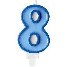 PartyDeco Birthday candle, number 8, blue, 7...