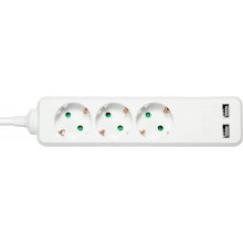 DELTACO Earthed power strip with 2x USB-A...