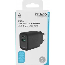 Deltaco USB wall charger, 1x USB-A 18 W, 1x...