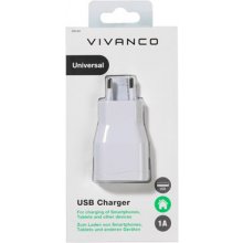 Toiteplokk Vivanco USB laadija 1A, valge...