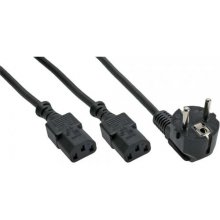 Inline Y-power cable 1x CEE 7/7 angled / 2x...