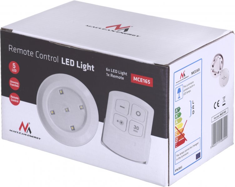 Lampe LED sans fil télécommandée 6 pièces pile 3xAAA Maclean Energy MCE165  - Achat & prix