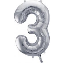 PartyDeco Foil Balloon, nr 3, 35 cm