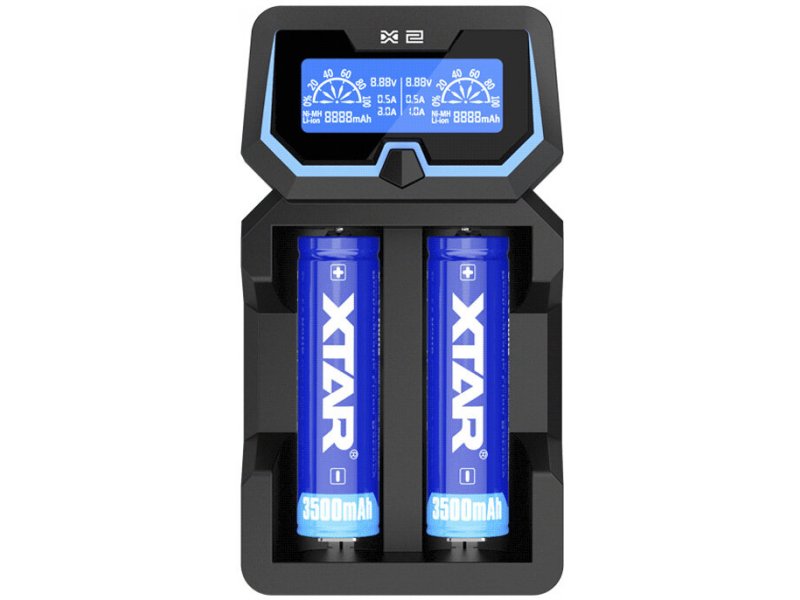 Xtar Charger for cylindrical batteries Li-ion X2 18650 1-2 AA/AAA Ni-MH ...