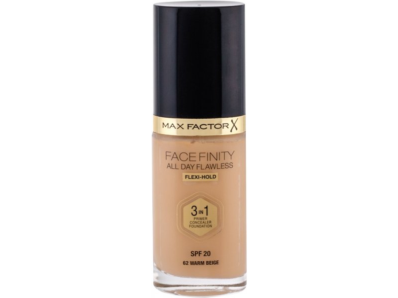 Max Factor Facefinity All Day Flawless 62 Warm Beige 30ml - SPF20 Makeup  for women Medium Protection SPF 15 - 25, Liquid, Medium