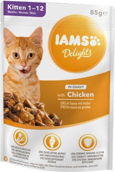 EUKANUBA IAMS Delights Kitten Chicken in gravy wet cat food 12 x 85g Pets24.ee