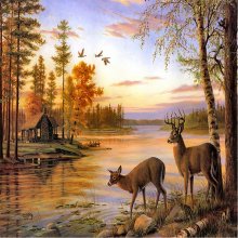Norimpex Diamond mosaic - Deer by the lake