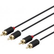 DELTACO Audio cable 2xRCA, gold-plated...