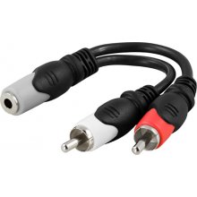 DELTACO Cable 3.5mm F-2xRCA M, 0.1m / AA-6A
