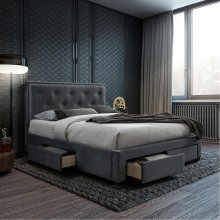 Home4you Bed GLOSSY 160x200cm, grey