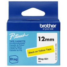 Brother BTAG631 12MM BLACK ON YELLOW TAPE