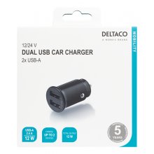 Deltaco 12/24 V USB car charger with compact...