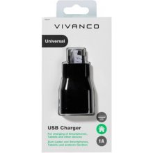 Vivanco зарядка USB 1A, черный (38347)
