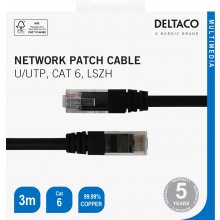 DELTACO Network cable U/UTP Cat6, 3m, black...