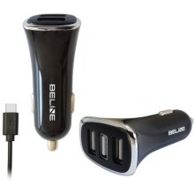 Car charger 3xUSB 4A with USB-C cable 100cm...