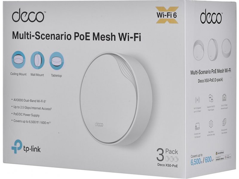 TP-LINK AX3000 Whole Home Mesh WiFi 6 System with PoE Deco X50-PoE