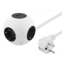 Deltaco Ball-shaped power outlet, 2xUSB-A 5V...