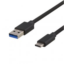 DELTACO Kaabel USB 3.1, USB-C, 1m, must...