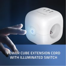 Qoltec Power cube 6in1 extension cord 3xAC...