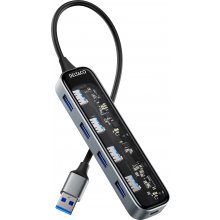 DELTACO Läbipaistev USB-A jaotur, 5 Gbps, 4x...