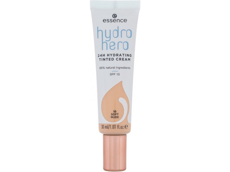 Essence Hydro Hero 24H Hydrating Tinted Cream 10 Soft Nude 30ml - SPF15  Makeup for women Yes, Medium Protection SPF 15 - 25, Creamy, Light,  Dehydrated, All Skin Types, Yes 