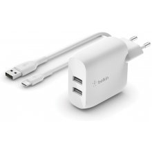 Belkin DUAL USB-A CHARGER W/USB-C CABLE 1M...